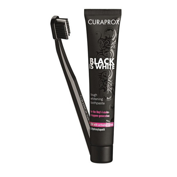 Curaprox Black is White Kit Pasta de dentes 90 ml + Escova de dentes